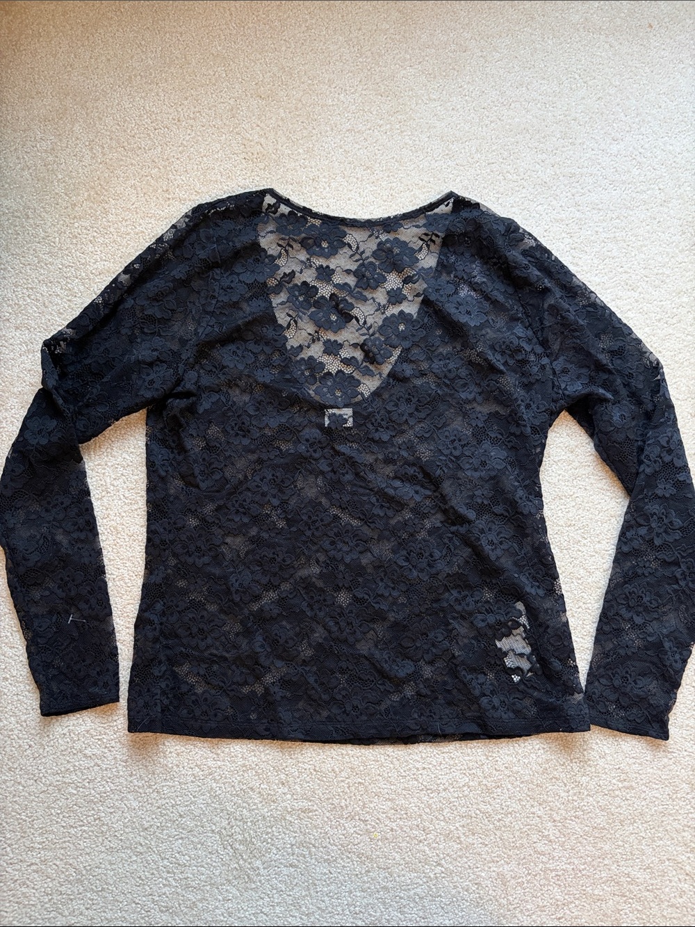 NWT Abercrombie and Fitch Black Lace Long-Sleeve Women's Top low back